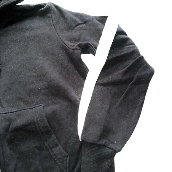 H&M Black & White hooded Zippered Sweatshirt Sz S - Picture 2 of 5